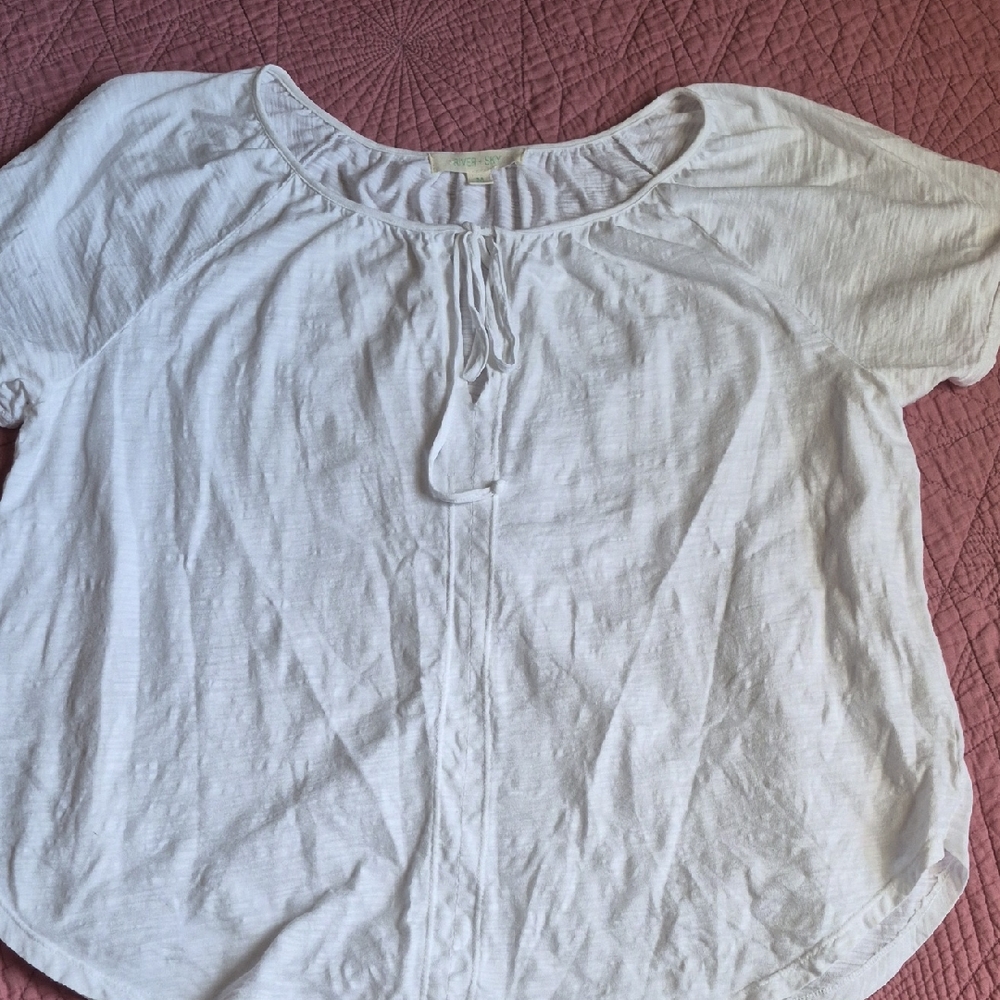 River + Sky Soft White Blouse